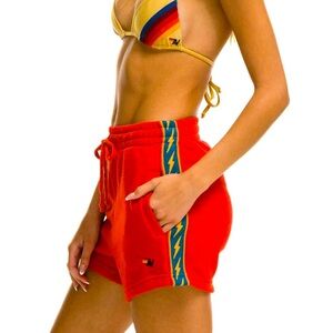 Aviator Nation Red lighting stripe shorts women’s